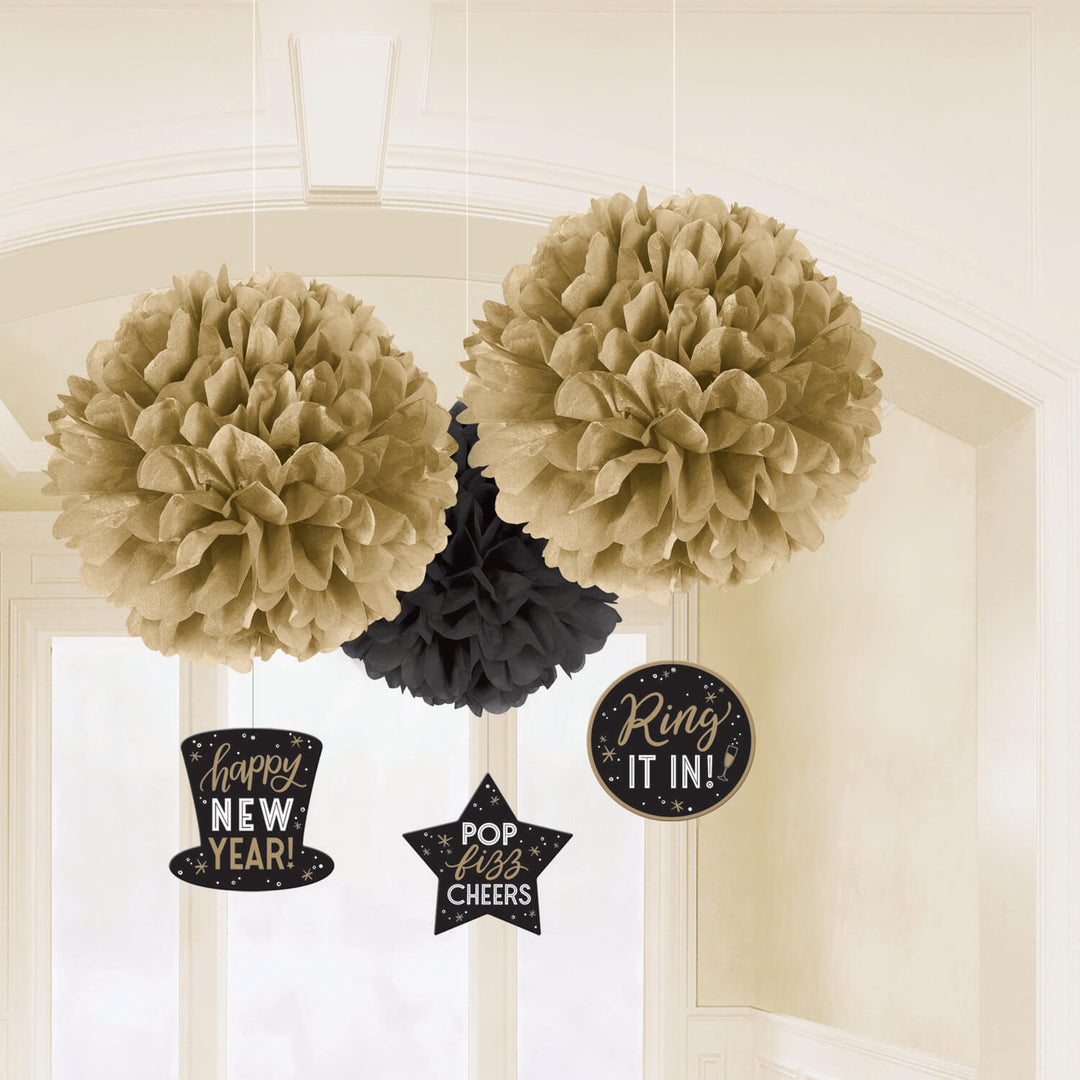 Decoratiune de petrecere rotund "Happy New Year" 40.6 cm / 17.8 cm