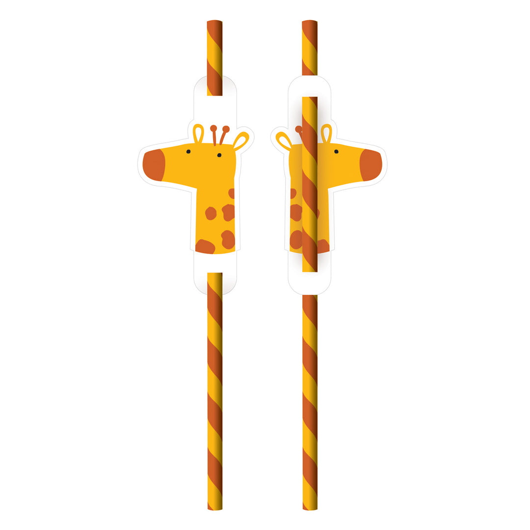 Party straws with giraffe pattern