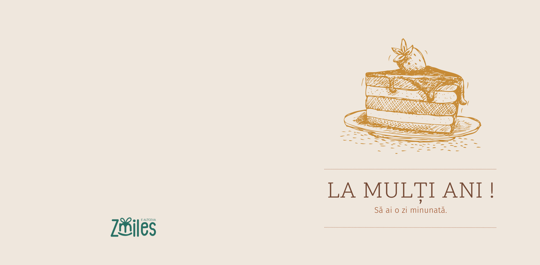 Felicitare aniversara "La multi ani" felie de tort