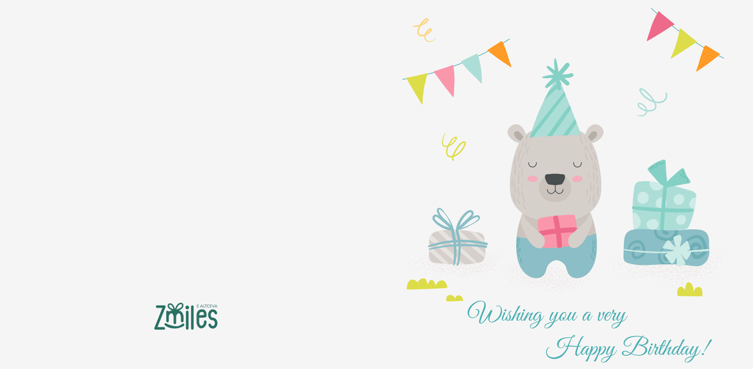 Felicitare aniversara "Happy birthday" cu ursulet