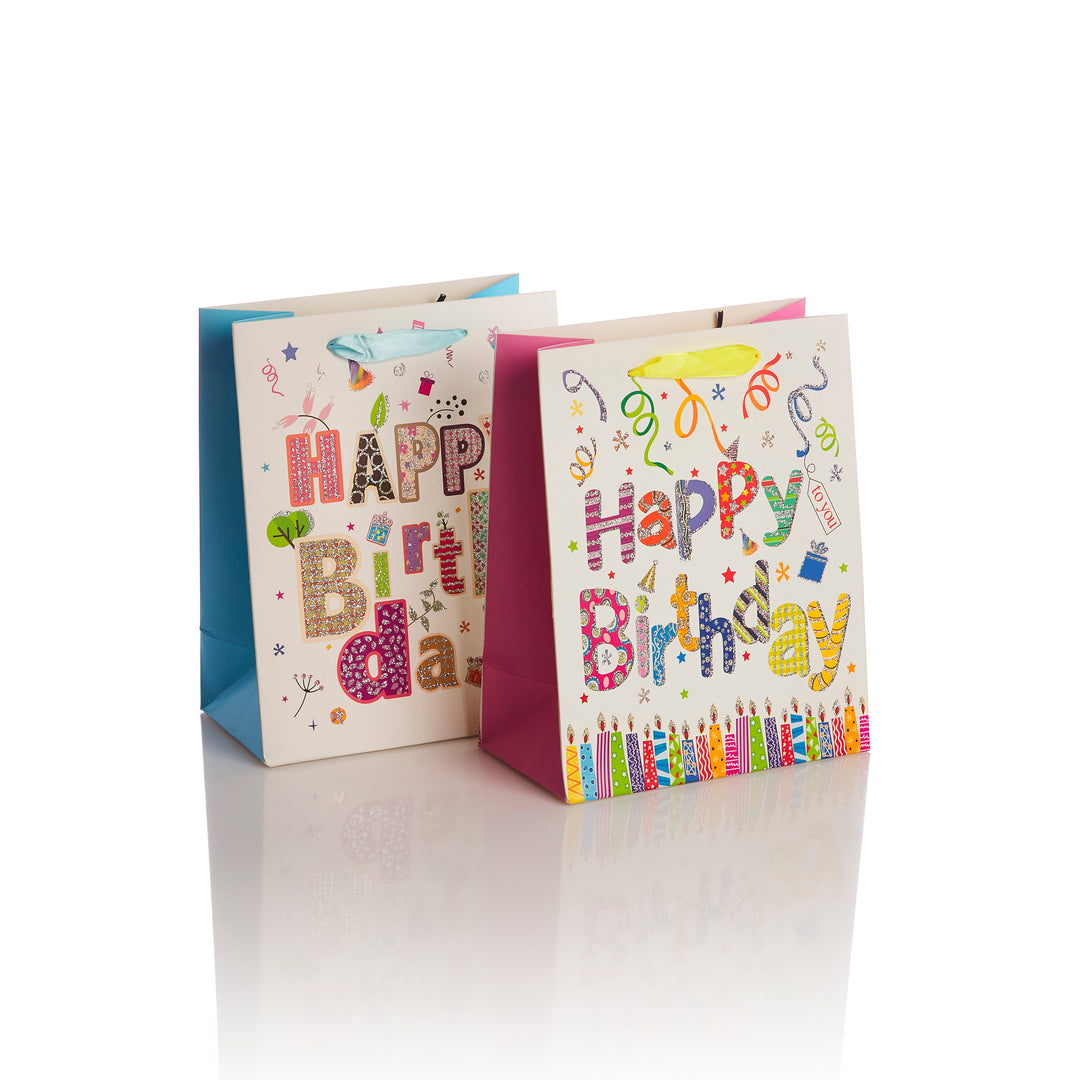 Punga de cadou Happy Birthday sclipici albastru