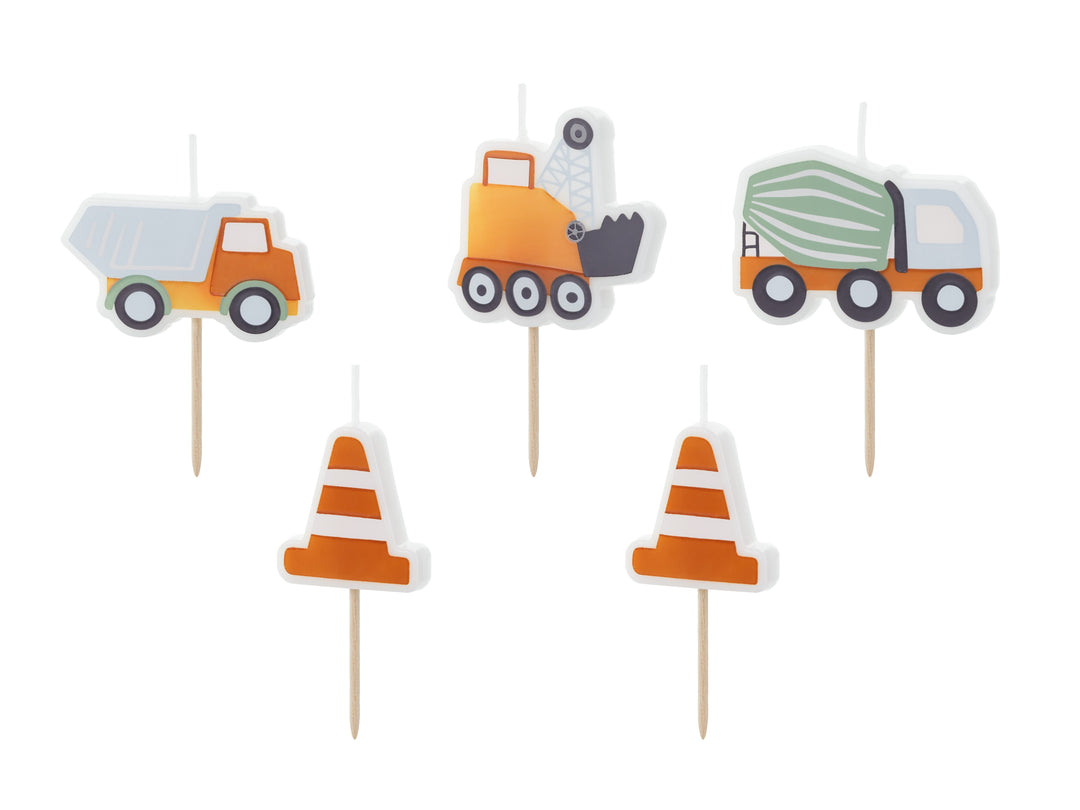 Cake candles with cars and traffic signs