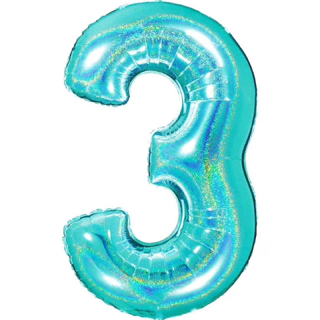 Helium foil balloon number 3 blue