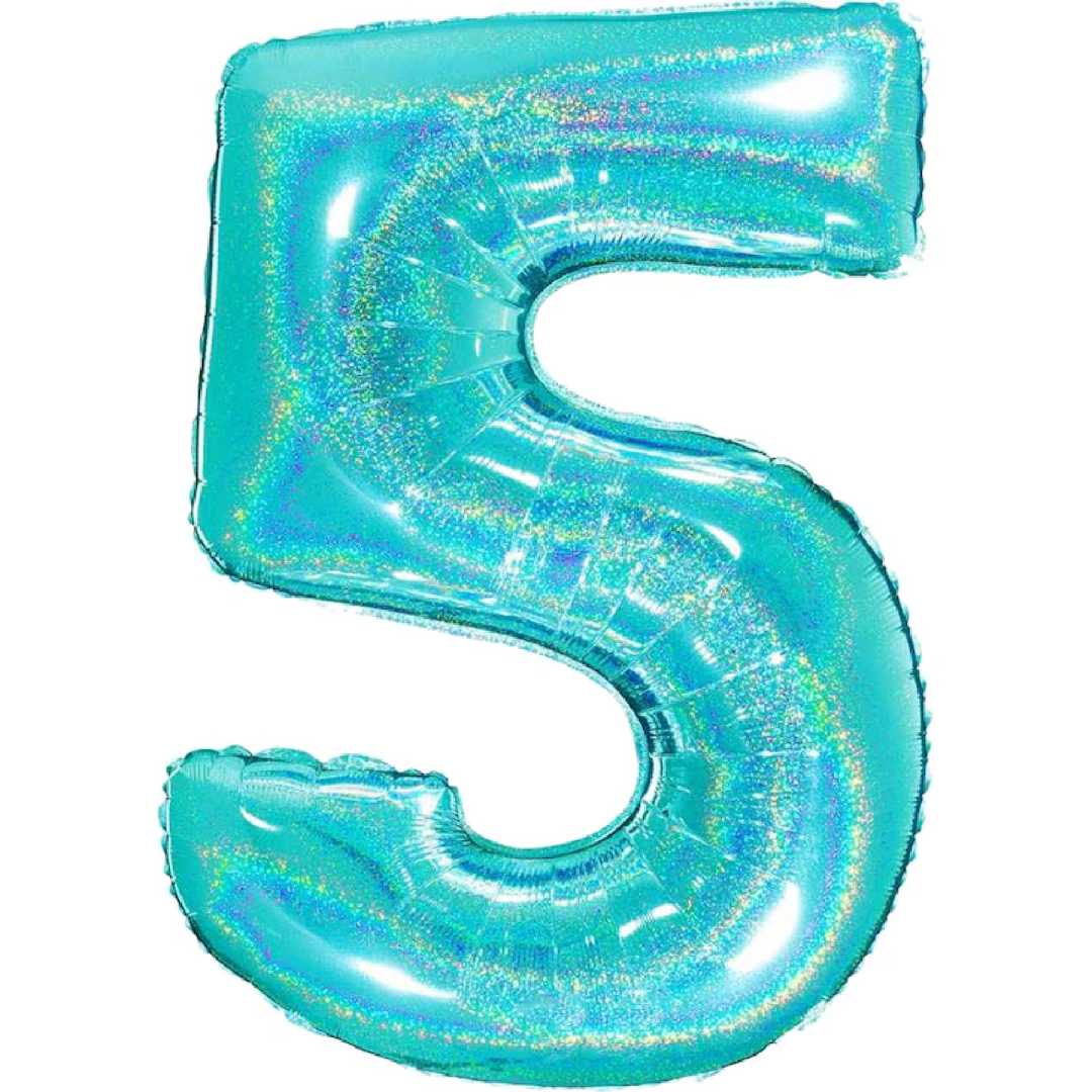 Helium foil balloon number 5 blue