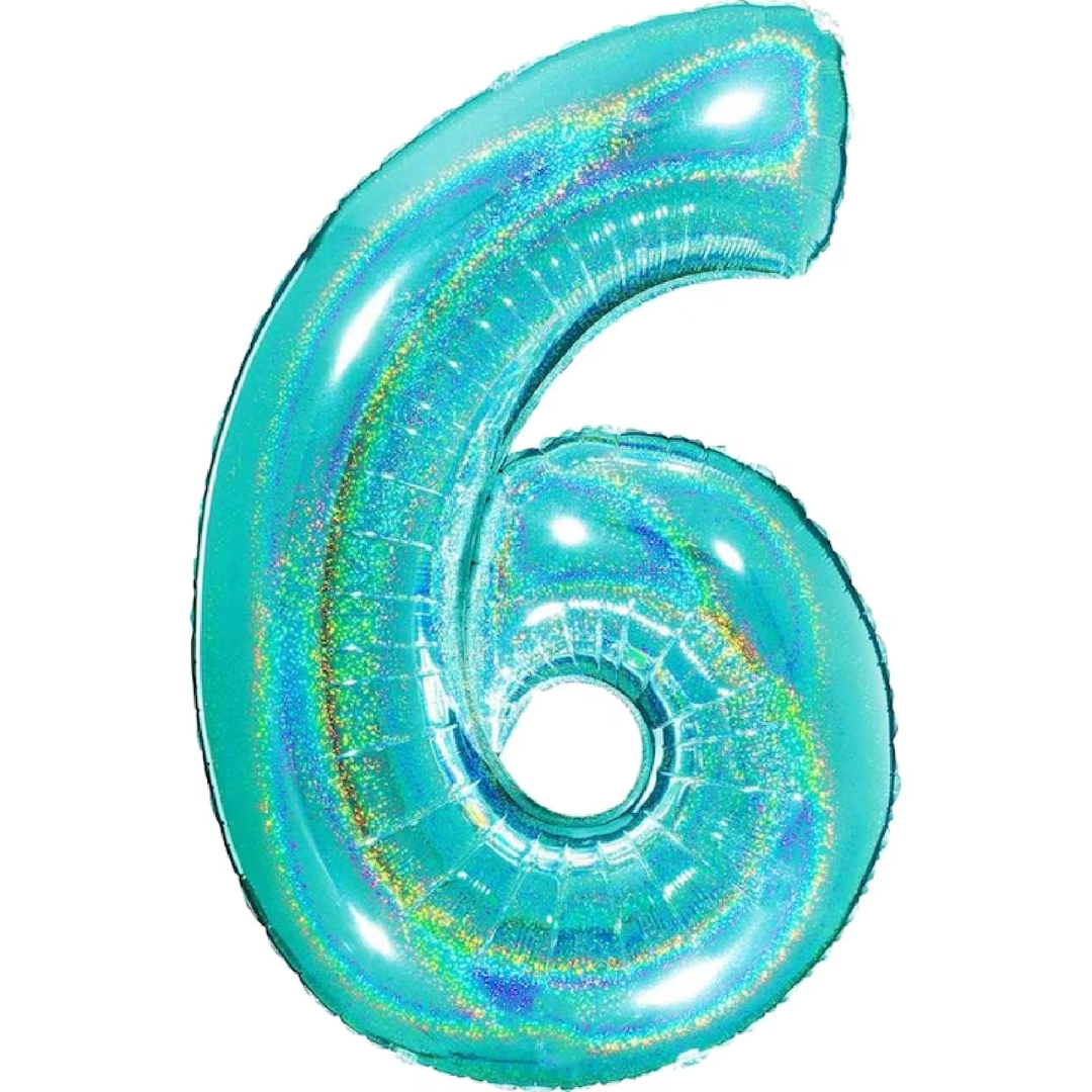 Foil balloon number 6 blue
