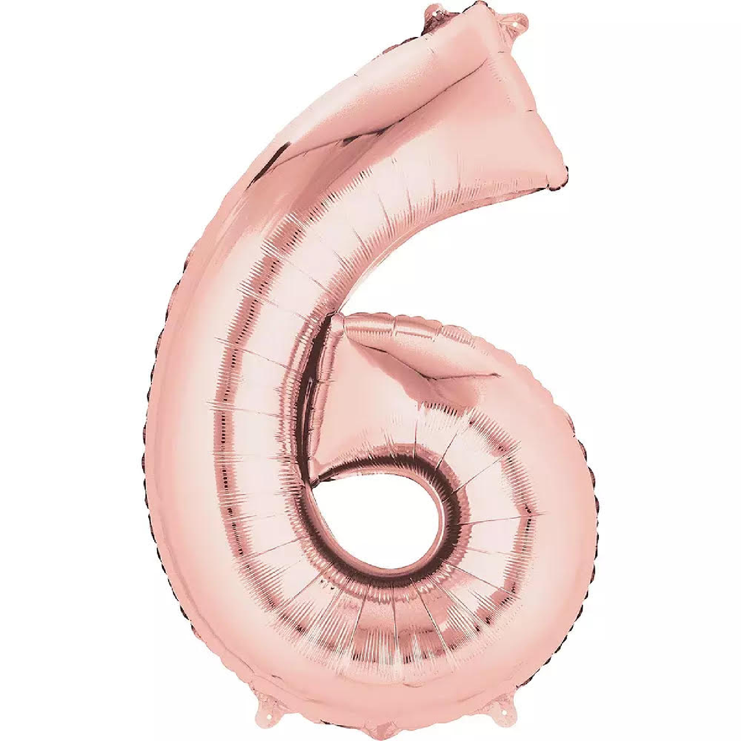 Helium foil balloon number 6 pink
