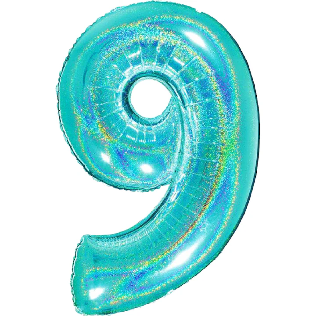Foil balloon number 9 blue
