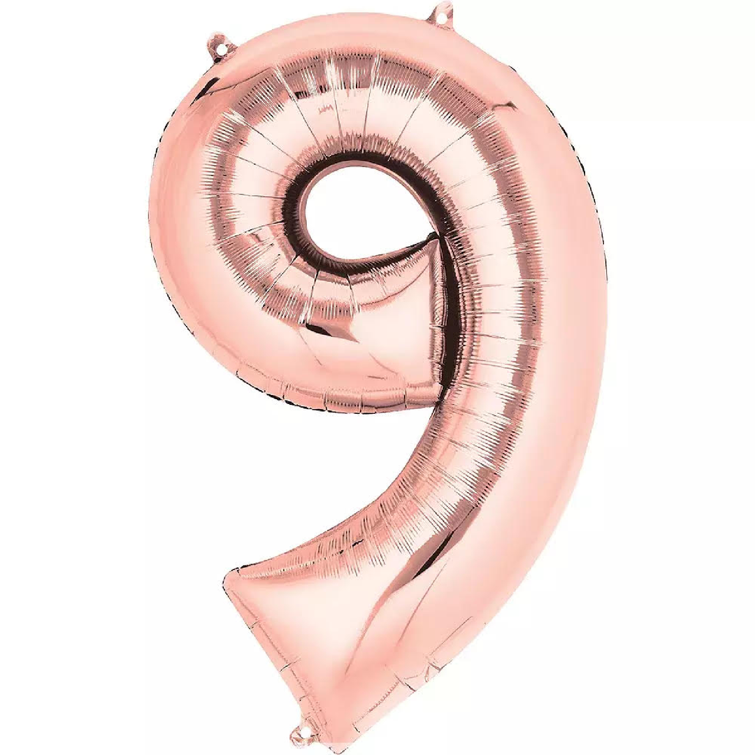 Foil balloon number 9 pink