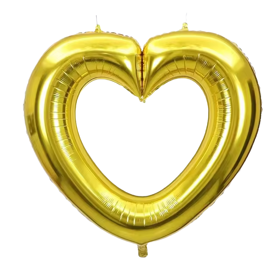 Helium foil balloon cutout gold heart