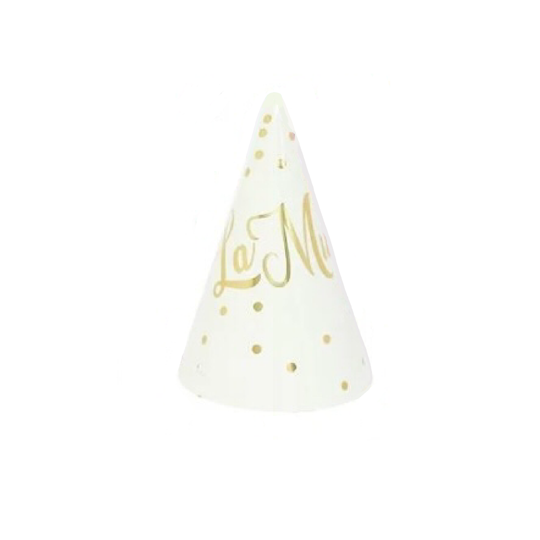 Coif "La multi ani" alb 6 buc alb 20cm