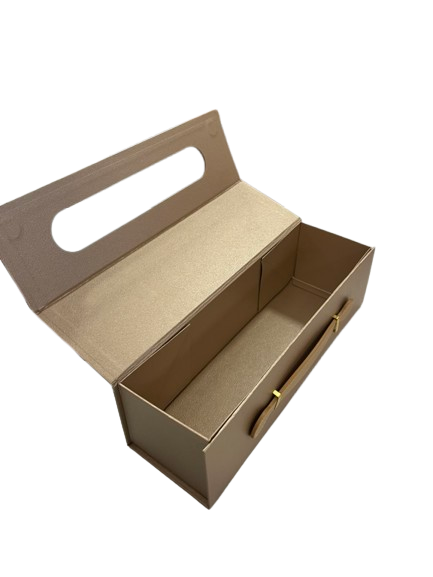 Cutie de cadou montabila auriu simpla de piele 33.5x10.5x10 cm