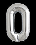 Balon heliu folie cifra 0 argintiu