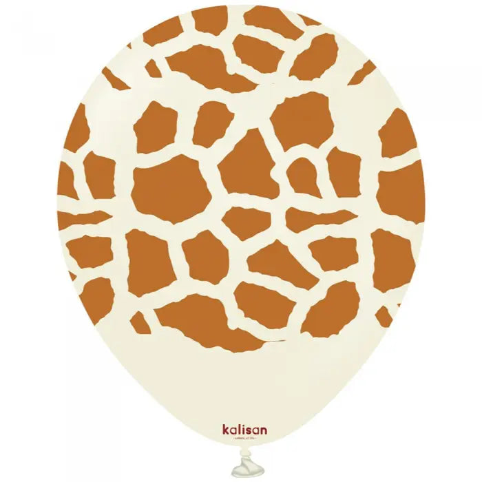 Balon latex Safari Giraffe White Sand Print Caramel Kalisan 30cm