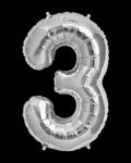 Balon heliu folie cifra 3 argintiu