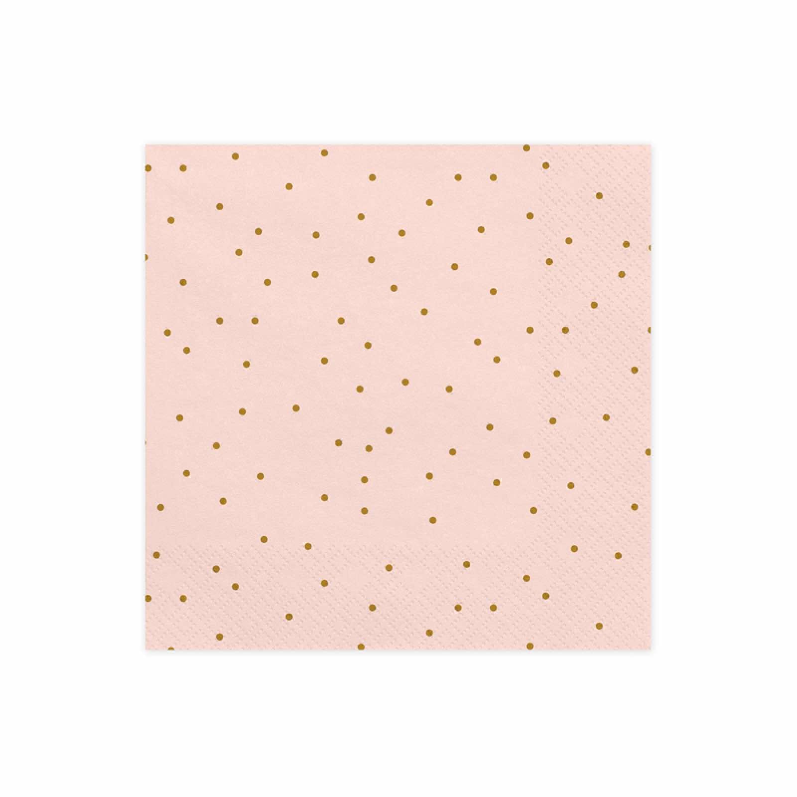 Șervețele roz cu buline aurii 33x33cm 20 bucăți