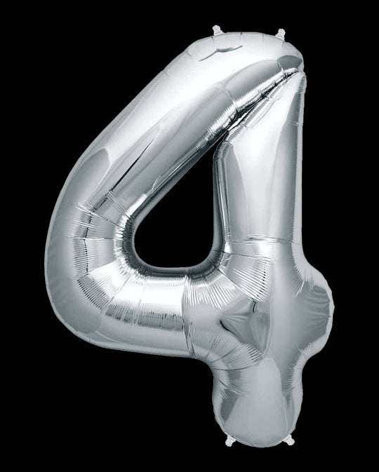 Balon folie cifra 4 argintiu