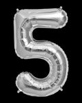 Balon heliu folie cifra 5 argintiu