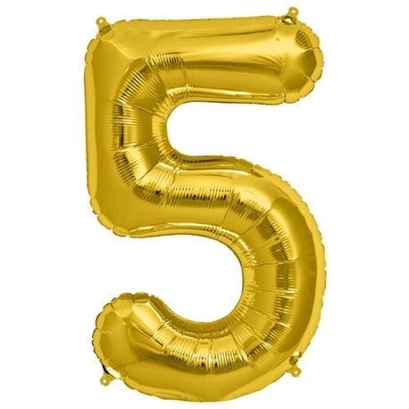 Foil balloon number 5 gold