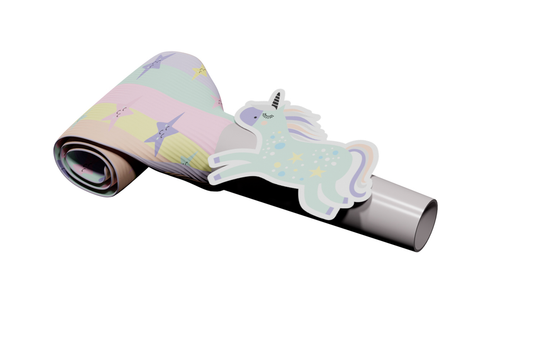 Trompete de petrecere unicorn - set 6 bucăți, 24 cm