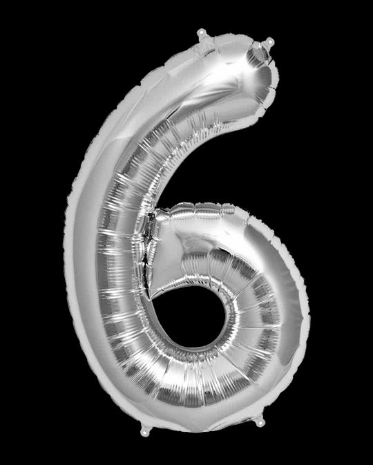Foil balloon number 6 silver
