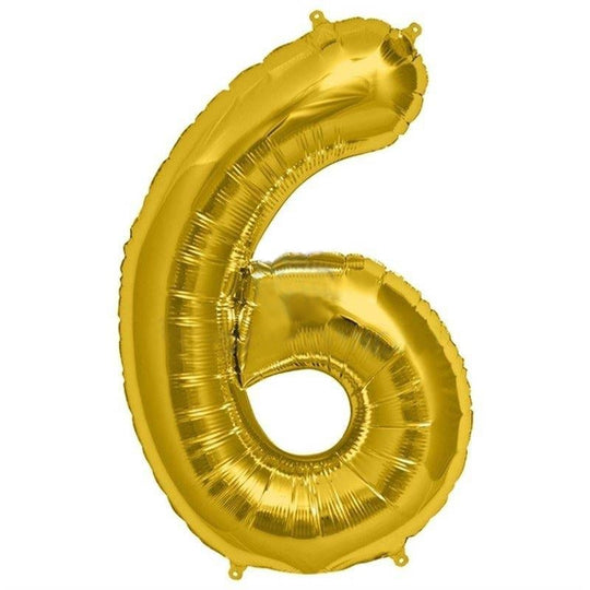 Foil balloon number 6 gold