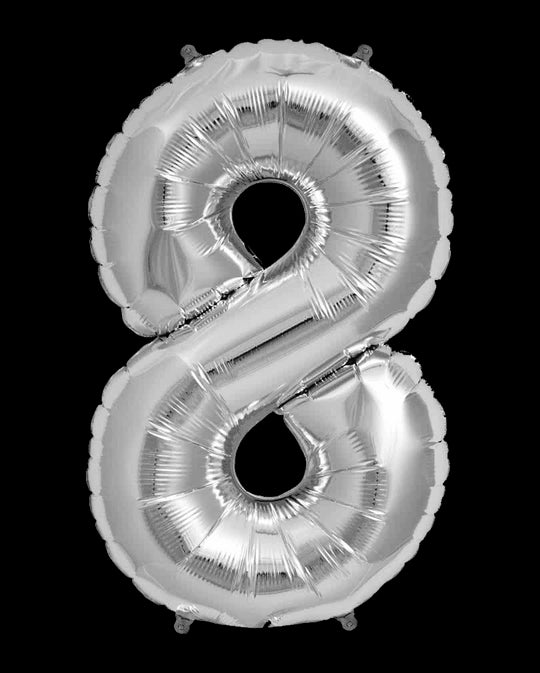 Foil balloon number 8 silver
