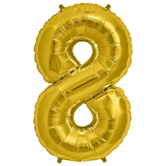 Foil balloon number 8 gold