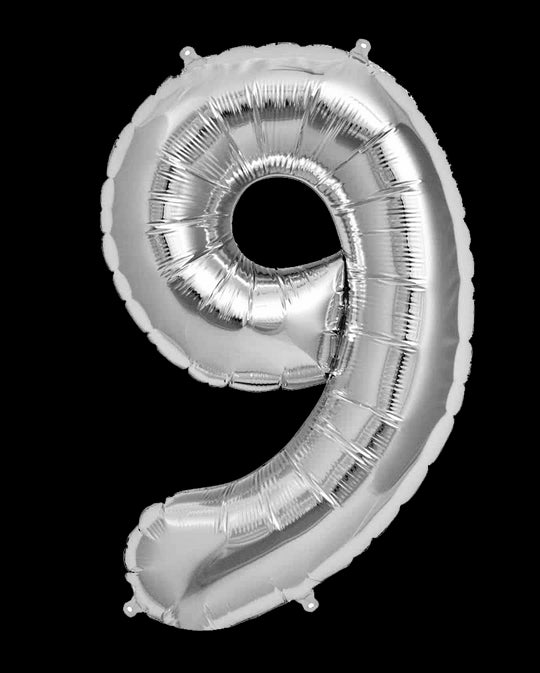 Foil balloon number 9 silver