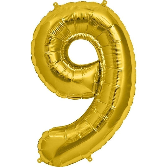 Foil balloon number 9 gold