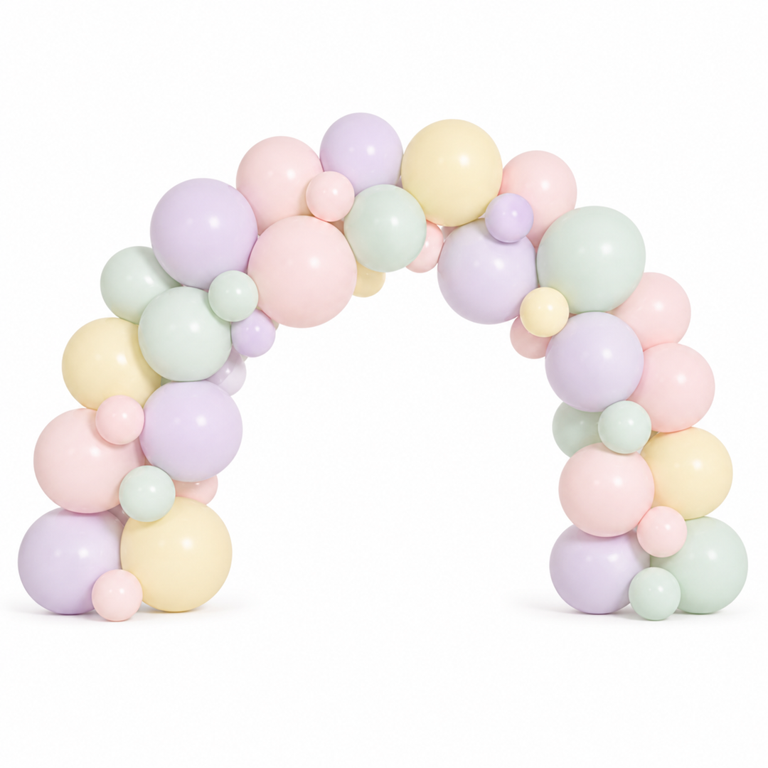 Kit arcadă baloane pastel – decor pentru petreceri acasă