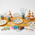 Kit masă petrecere constructii pentru 24 copii, decor complet pentru aniversare