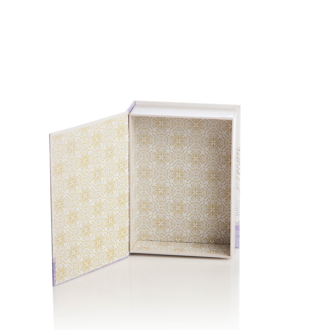 Cutie de cadou in forma de carte cu model de lavanda