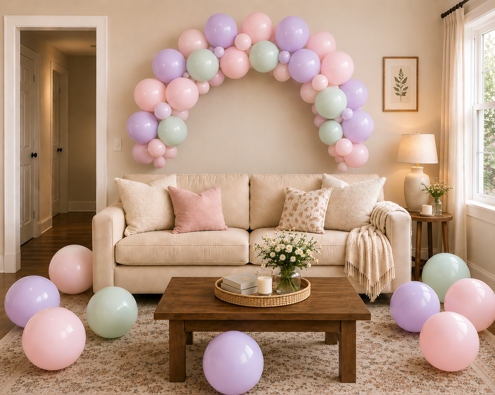 Kit arcadă baloane pastel – decor pentru petreceri acasă