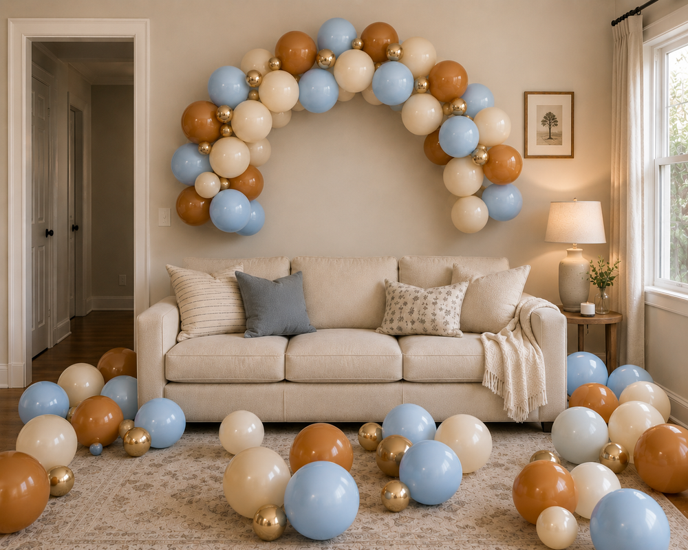 Kit arcadă baloane crem și nude – decor elegant pentru petreceri