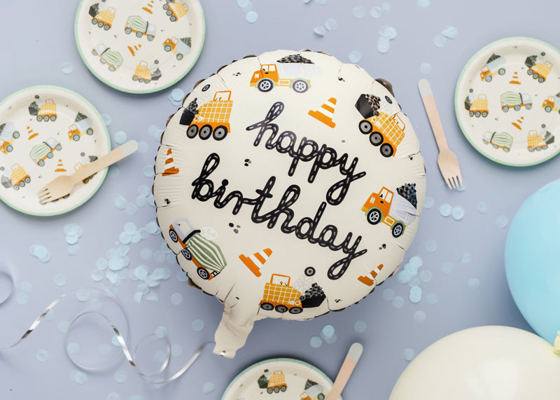 Balon folie rotund happy birthday cu mașinuțe, 45cm