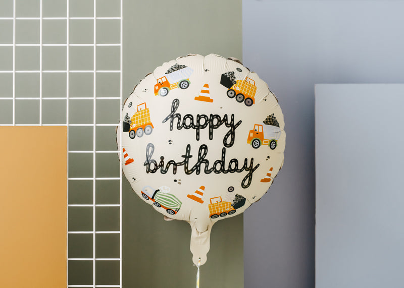 Balon folie rotund happy birthday cu mașinuțe, 45cm