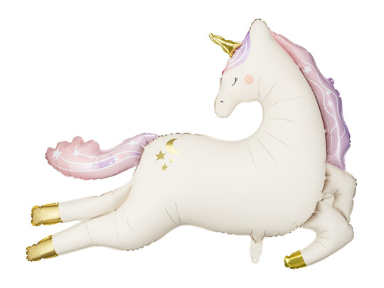 Balon folie unicorn alb cu roz, 113x83cm