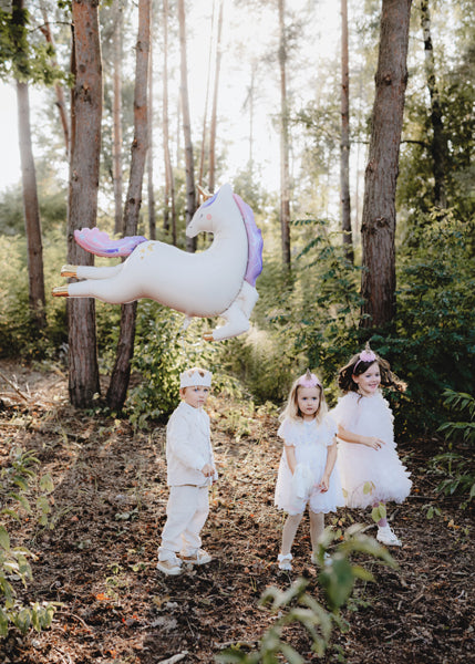 Balon folie unicorn alb cu roz, 113x83cm