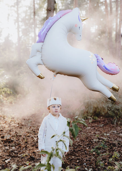 Balon folie unicorn alb cu roz, 113x83cm