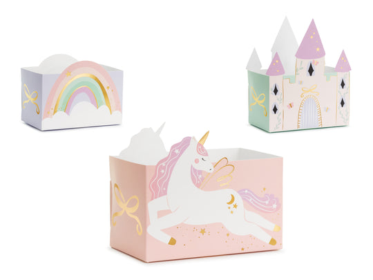 Unicorn shaped snack boxes