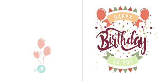Felicitare aniversare "Happy birthday" pastel