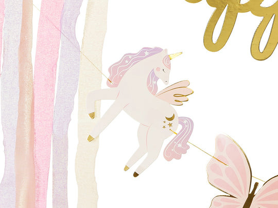 Ghirlanda Happy Birthday cu unicorni, 230x17.5cm