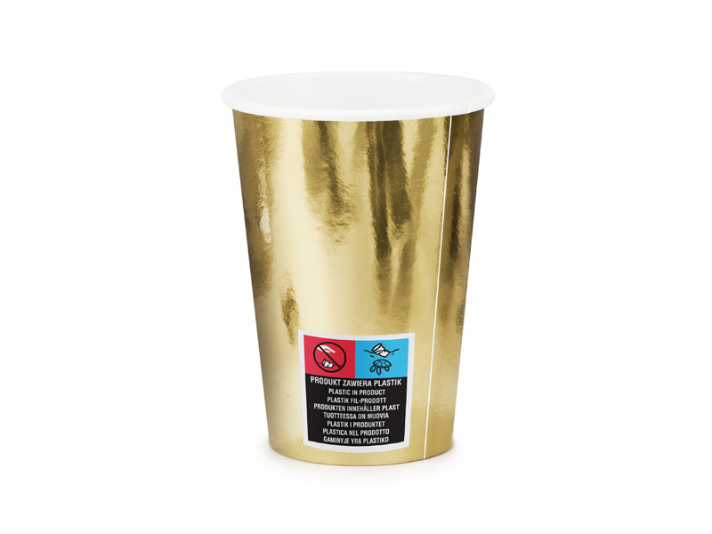 Pahare de petrecere auriu, 220ml, 6 bucăți