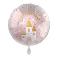 Balon folie rotund Happy Birthday castel magic si unicorni