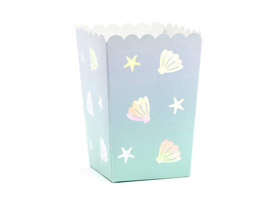 Cutii pentru popcorn model sirenă, 7x7x12.5cm, 6 bucăți
