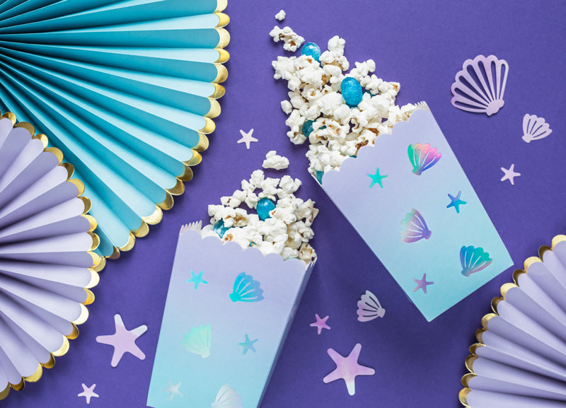 Cutii pentru popcorn model sirenă, 7x7x12.5cm, 6 bucăți