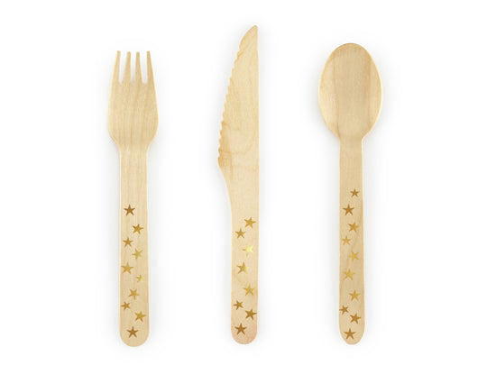 Wooden cutlery with stars