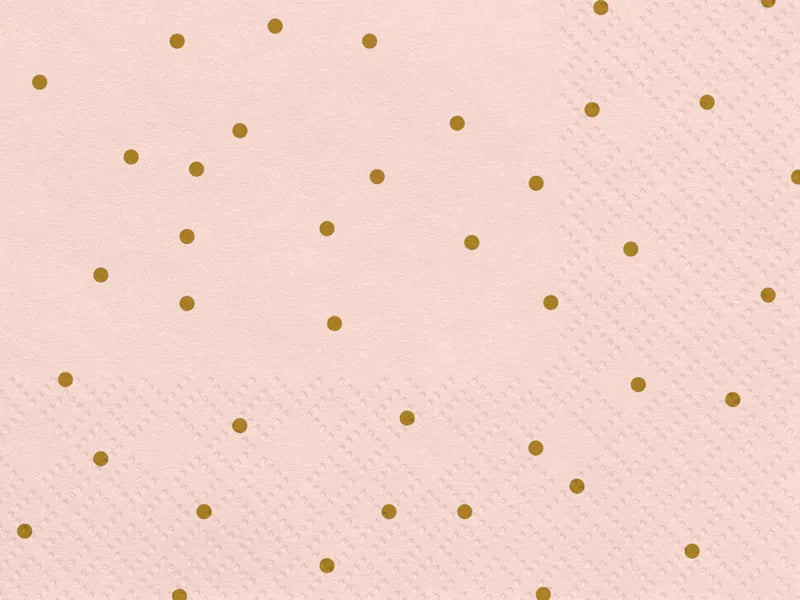 Servetele de petrecere roz cu buline, 33x33cm, 20 bucăți