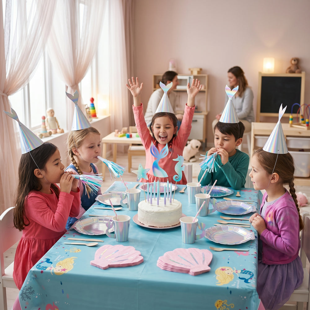 Decor masă sirena amenajat pentru petrecere acasă sau la grădiniță