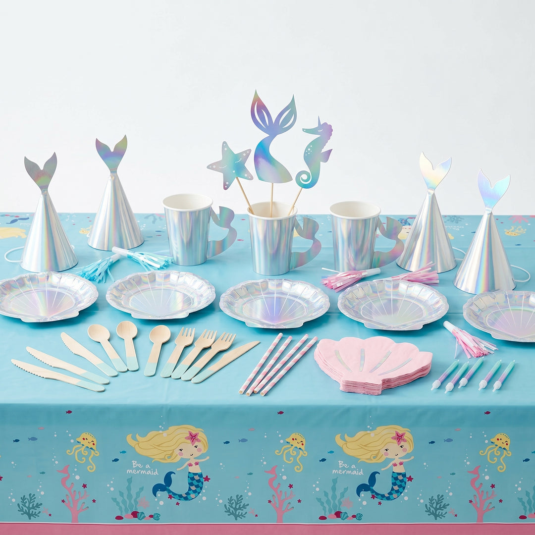 Kit masă petrecere sirena pentru 12 copii, decor complet pentru aniversare